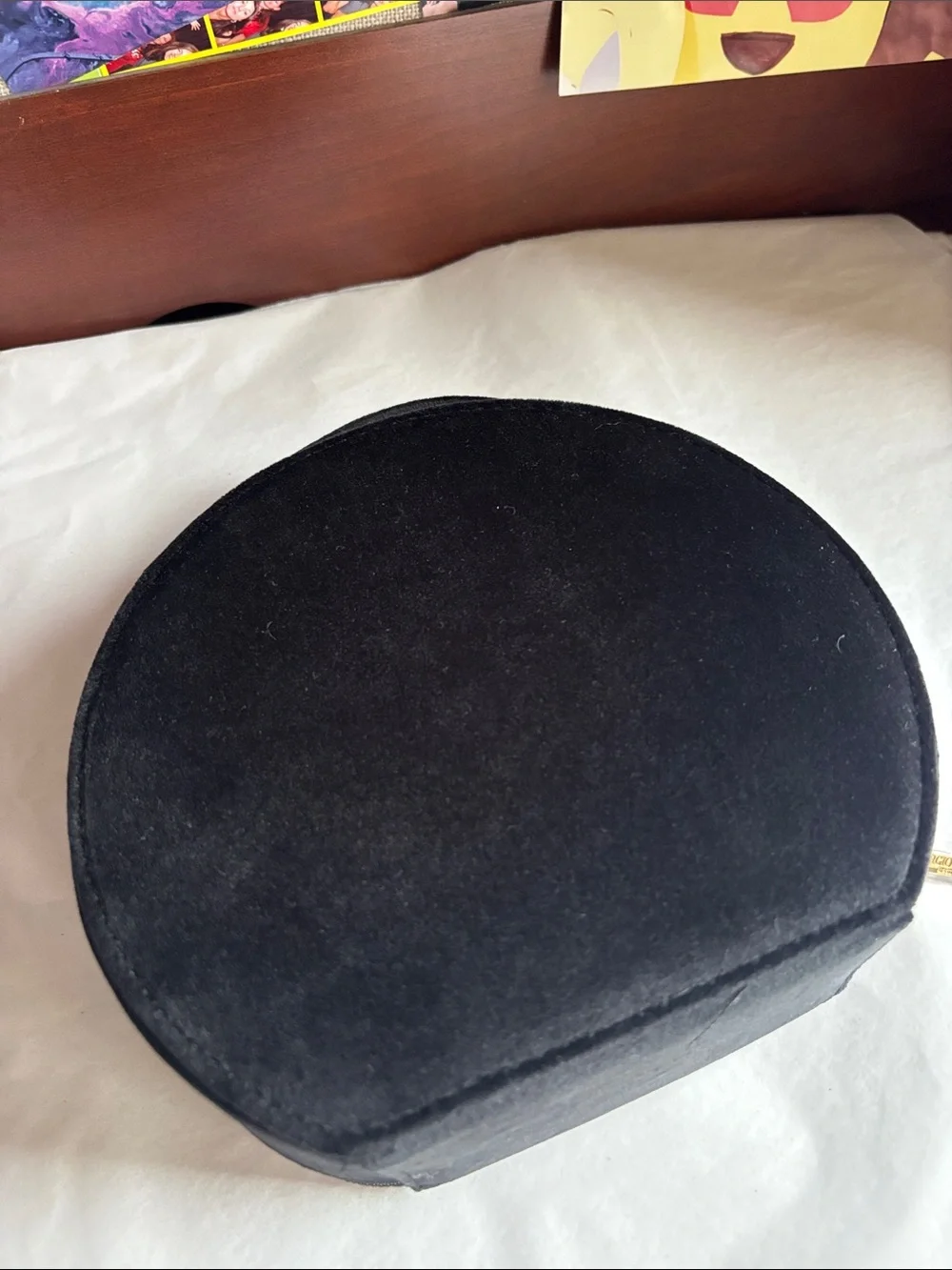 Giorgio Armani black velvet round structured make up bag NEW!